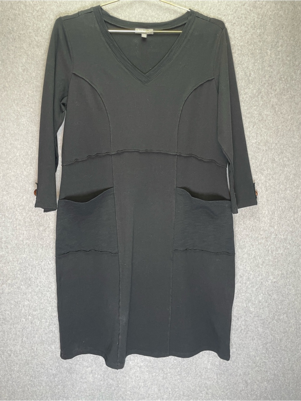 Habitat Lagenlook Bucket Pocket Knitted Exposed Hem Black Dress